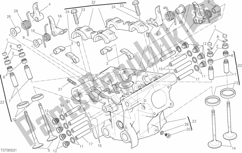 Alle onderdelen voor de Verticale Kop van de Ducati Monster 821 Stripes 2015
